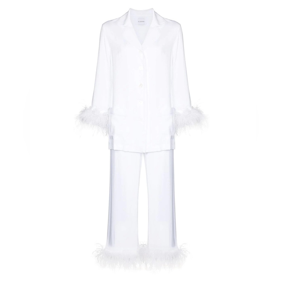 Sleeper Feather-Trim Pajama Set